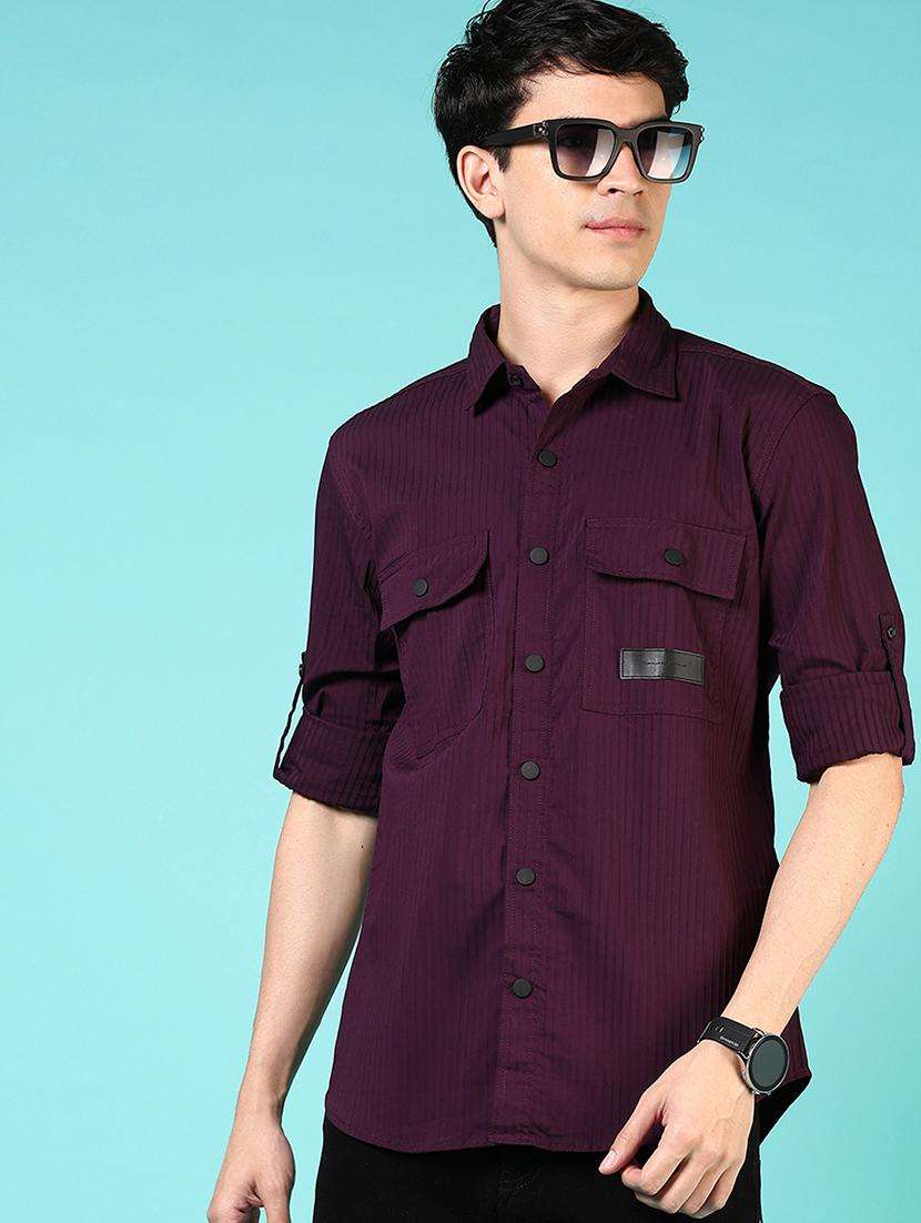 men solid long sleeve regular fit casual shirt