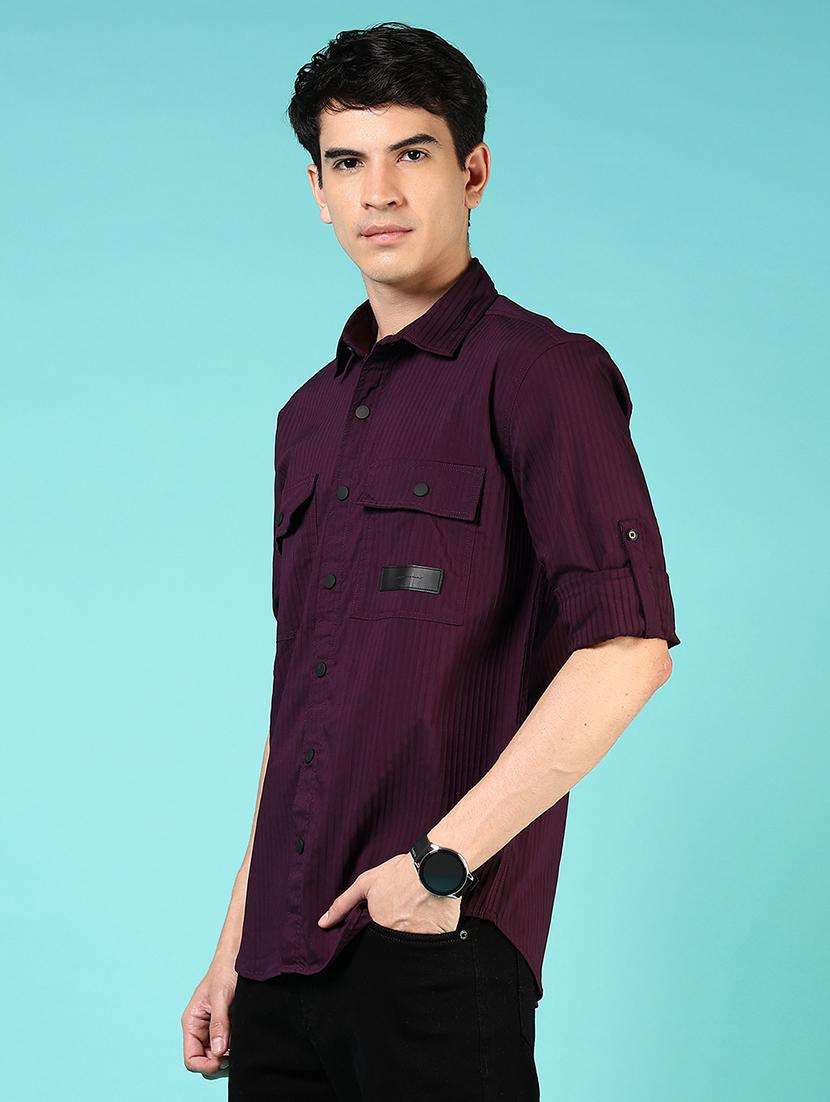 men solid long sleeve regular fit casual shirt - 21765972 - Standard Image - 2
