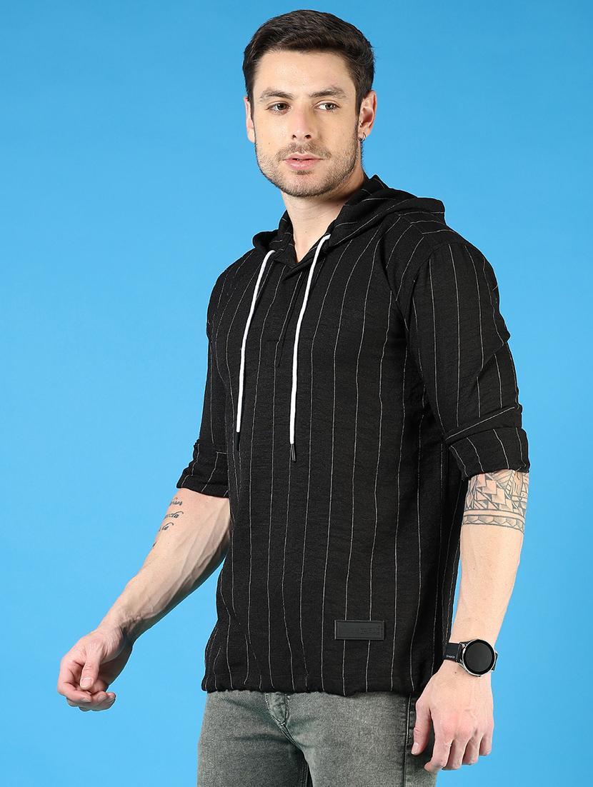 men striped long sleeve hooded t-shirt - 21765976 - Standard Image - 2