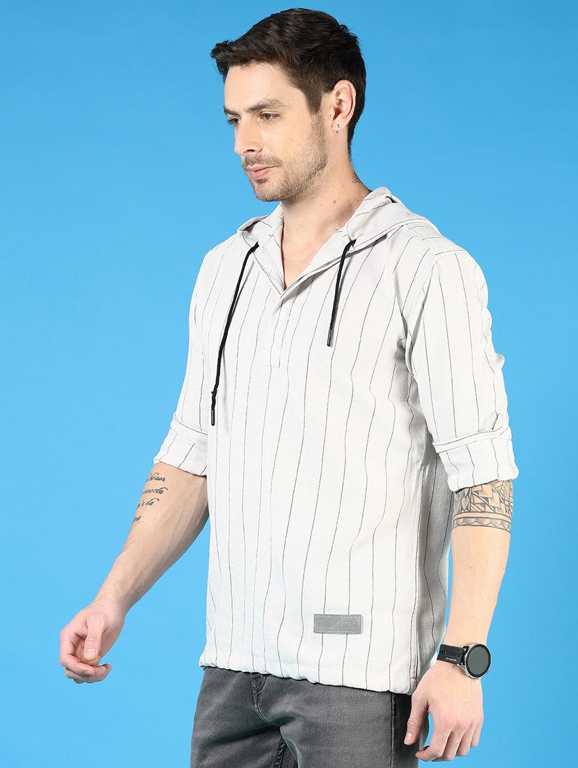 men striped long sleeve hooded t-shirt - 21765977 - Standard Image - 2