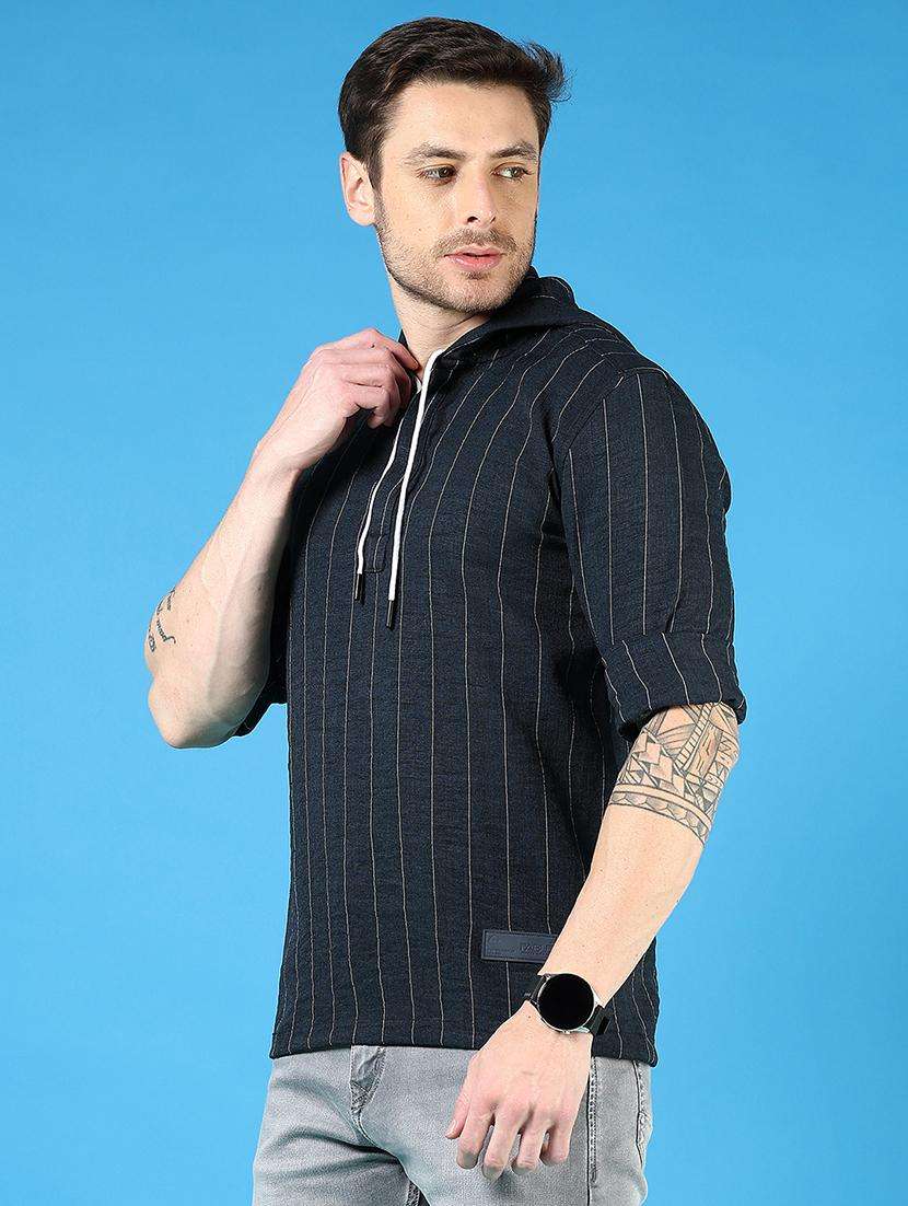 men striped long sleeve hooded t-shirt - 21765978 - Standard Image - 2
