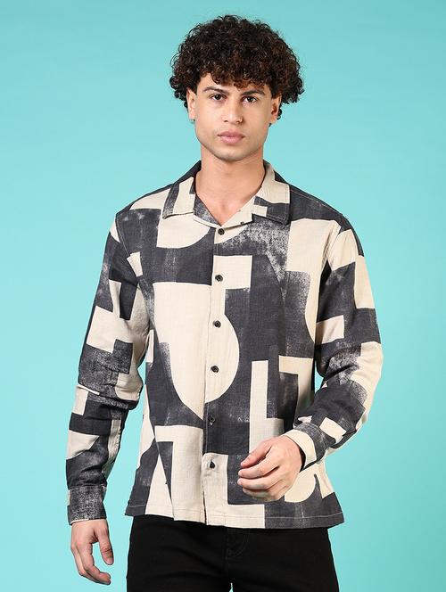 men printed collared long sleeves casual shirt - 21765982 -  Standard Image - 0