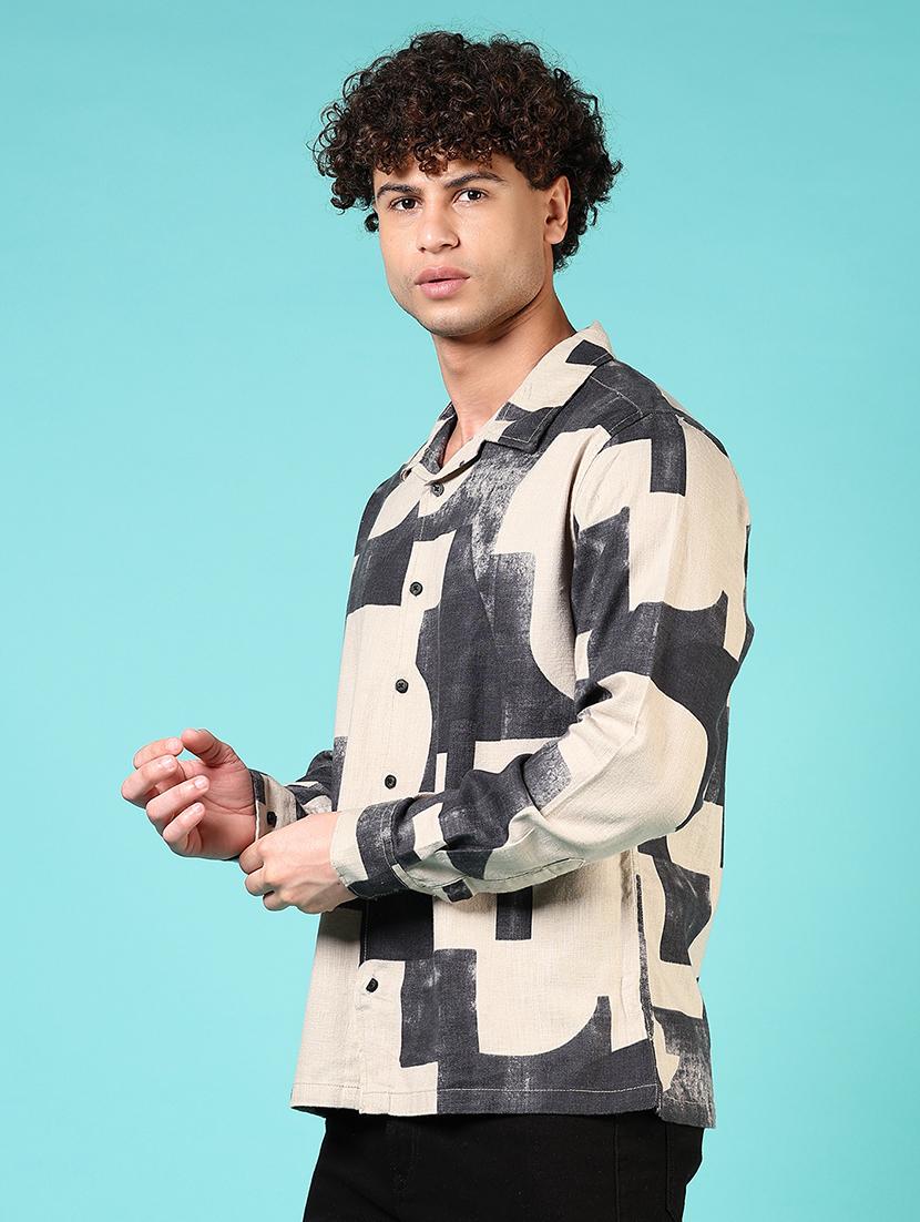 men printed collared long sleeves casual shirt - 21765982 - Standard Image - 2