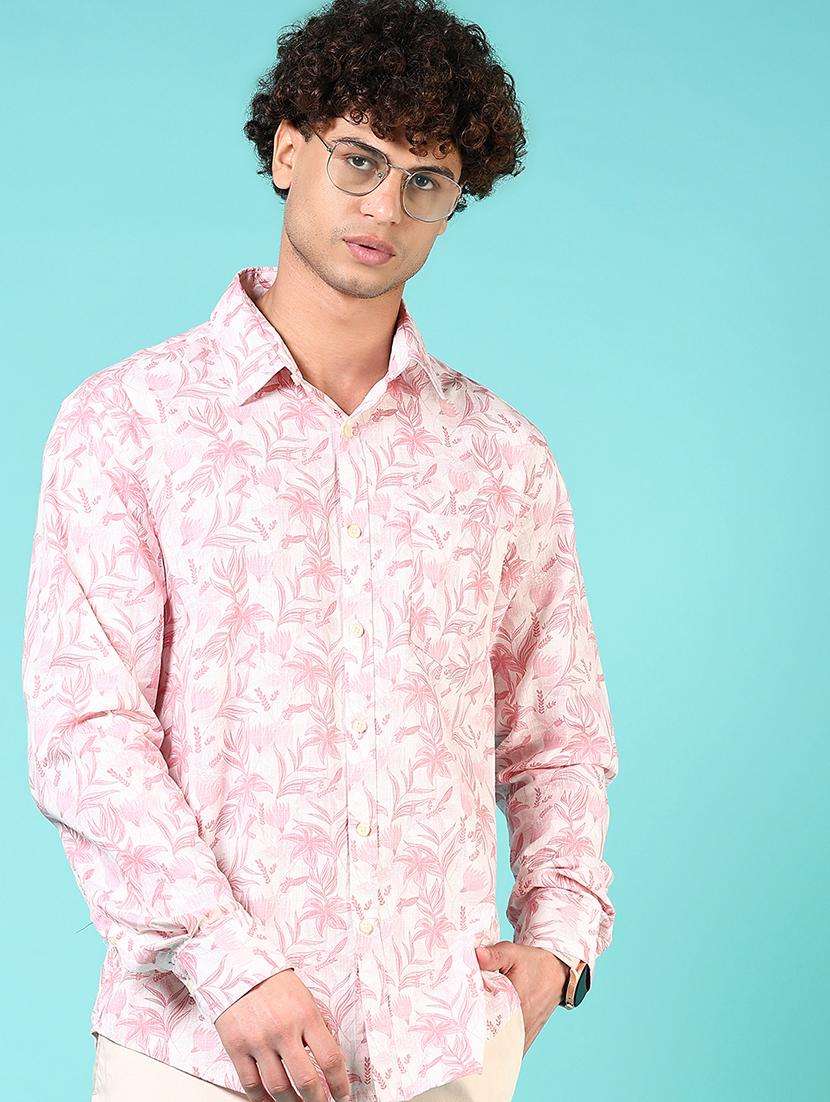 men printed long sleeve regular fit shirt