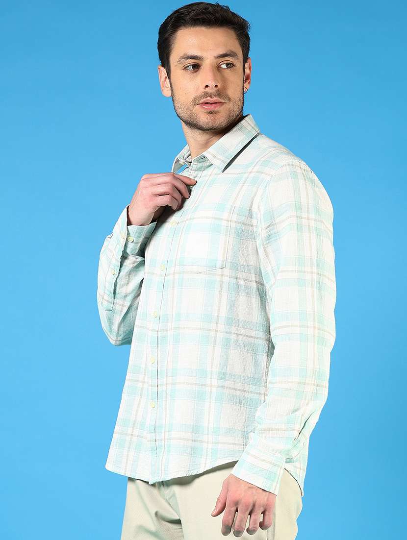 men checkered collared long sleeves casual shirt - 21765997 -  Standard Image - 2