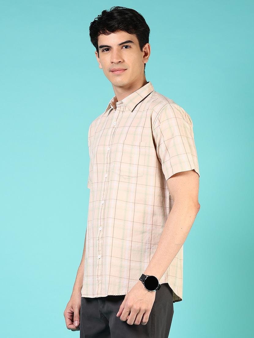 men checkered short sleeve regular fit casual shirt - 21766005 - Standard Image - 2