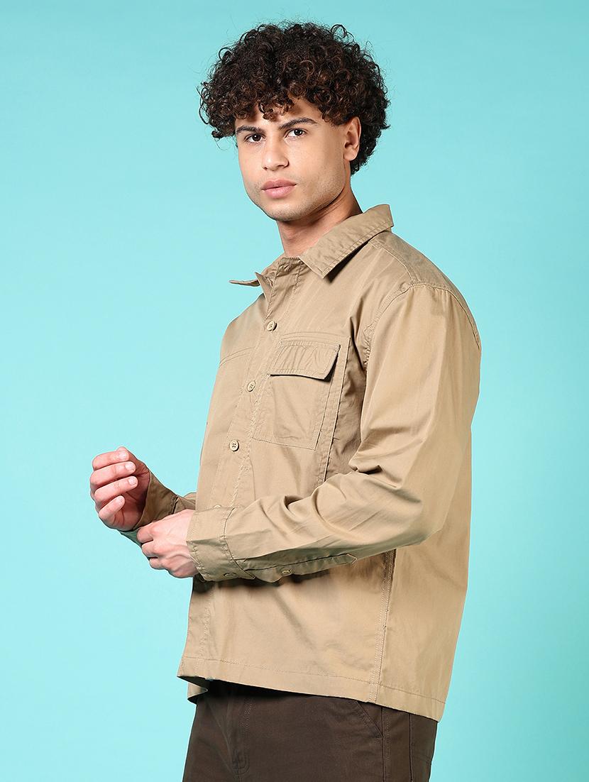 men solid collared long sleeves casual shirt - 21766010 - Standard Image - 2