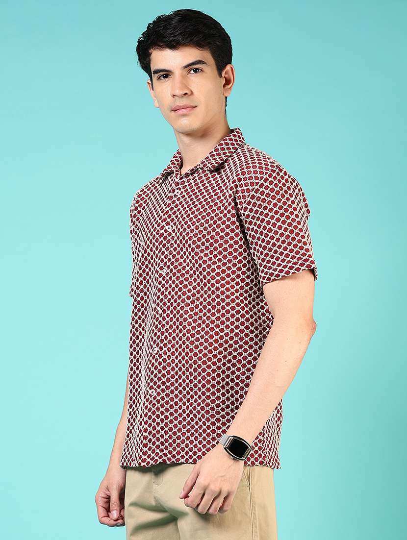 men self design short sleeve regular fit casual shirt - 21766012 -  Standard Image - 2