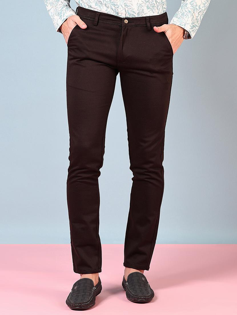 men mid rise solid chinos 