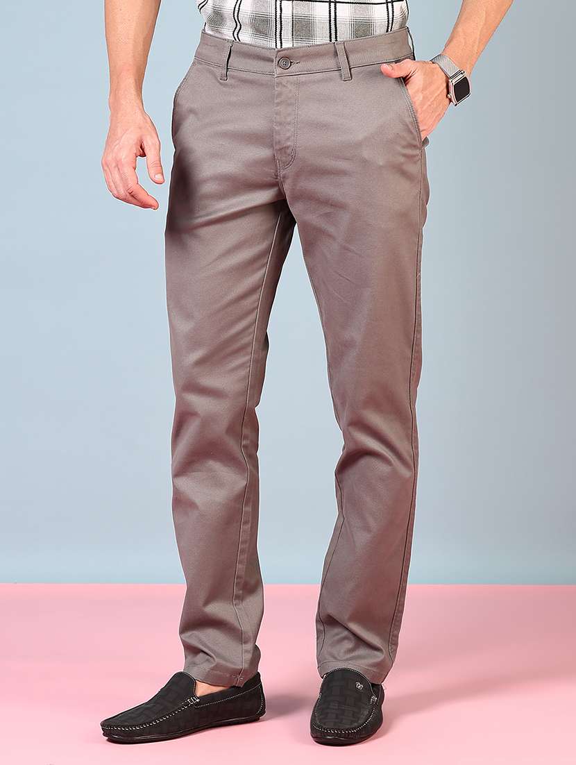 men solid mid rise flat front chinos  - 21766225 -  Standard Image - 2