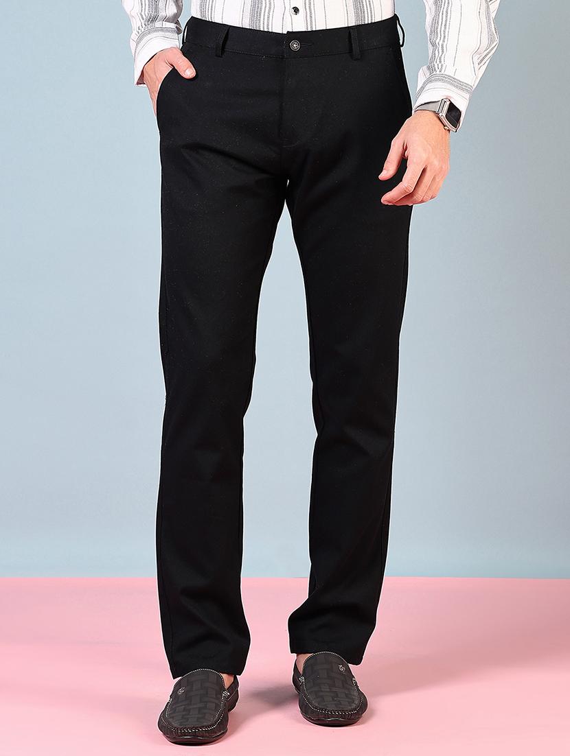 men mid rise solid flat front casual trouser - 21766236 -  Zoom Image - 0