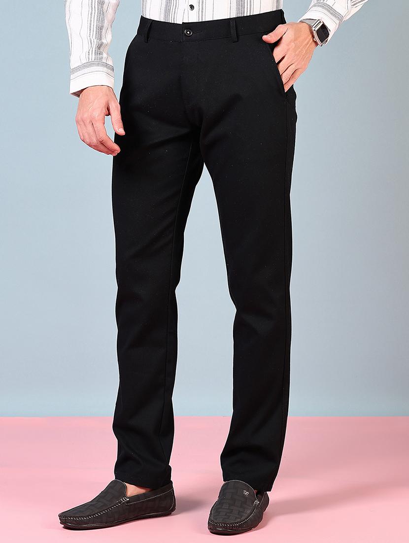 men mid rise solid flat front casual trouser - 21766236 - Standard Image - 2