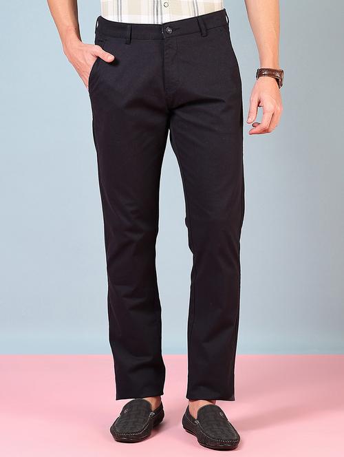men mid rise solid flat front casual trouser - 21766238 - Standard Image - 0
