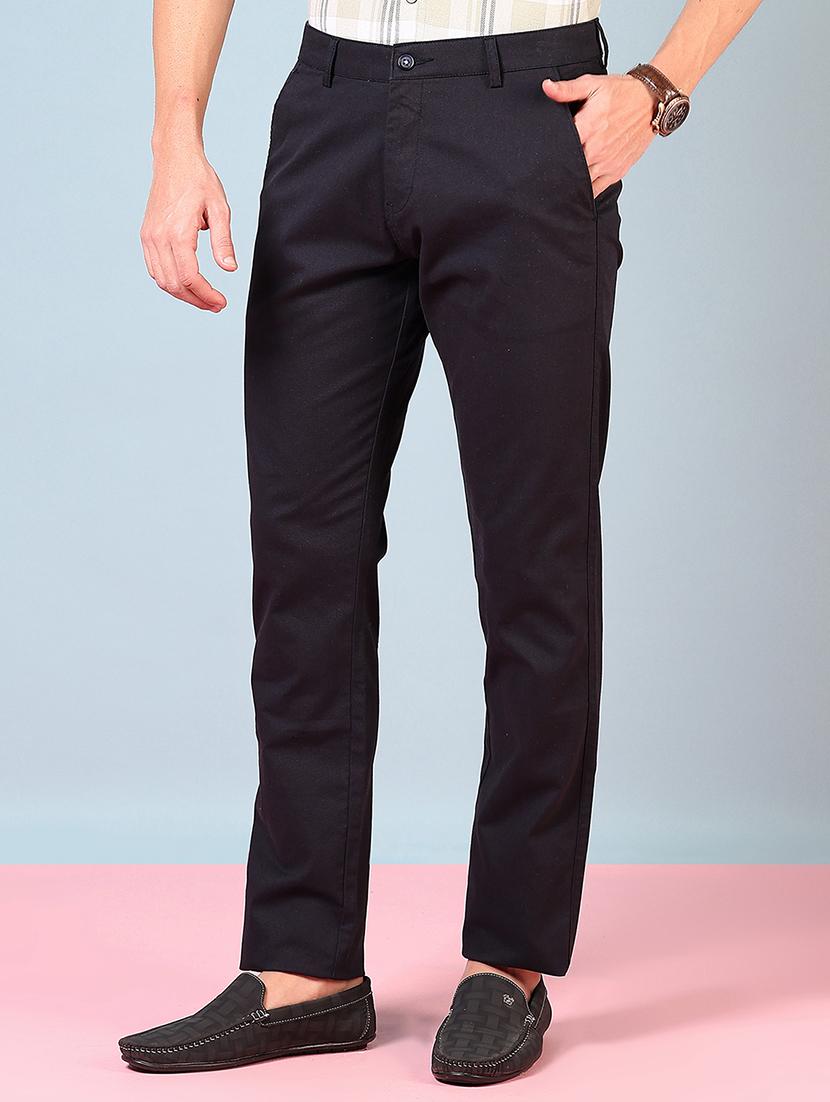 men mid rise solid flat front casual trouser - 21766238 - Standard Image - 2