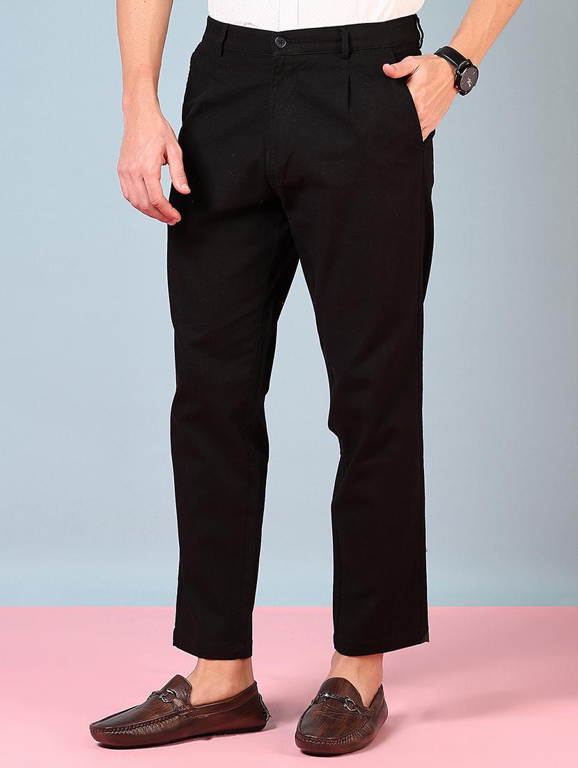 men mid rise solid flat front casual trouser - 21766239 - Standard Image - 2