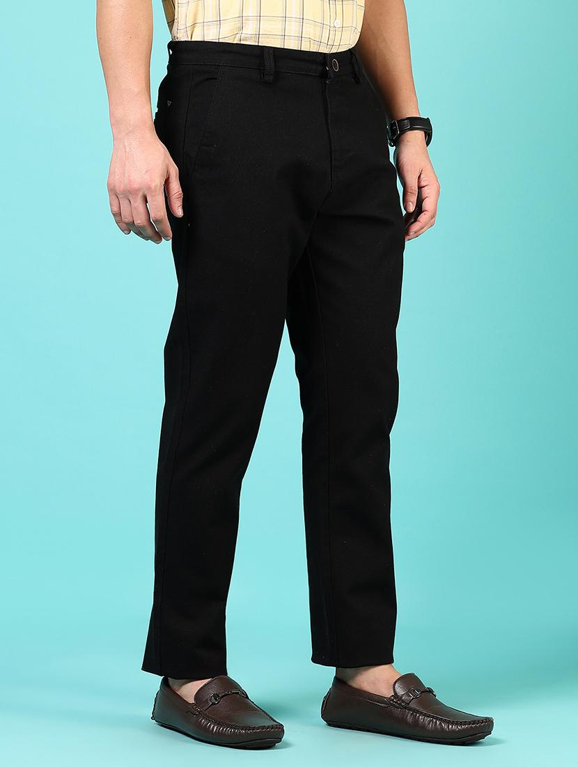 men mid rise solid flat front casual trouser - 21766246 - Standard Image - 2