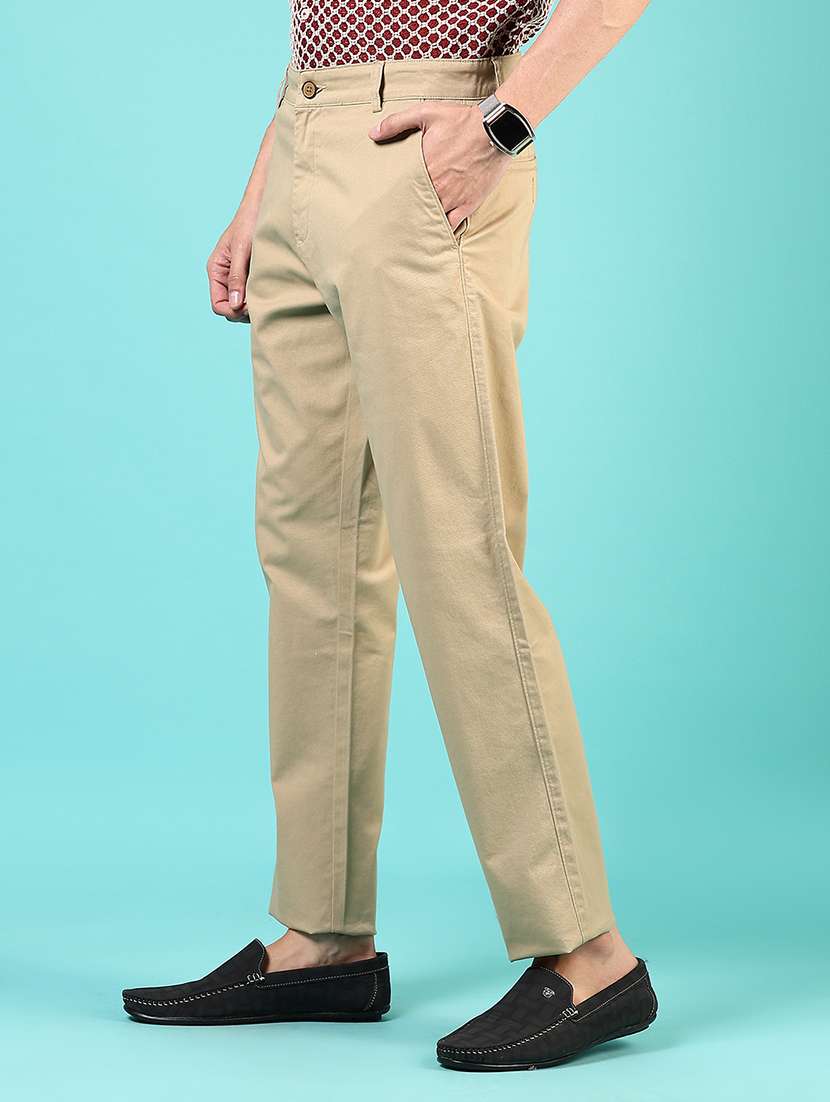 men mid rise solid flat front casual trouser - 21766247 -  Standard Image - 2