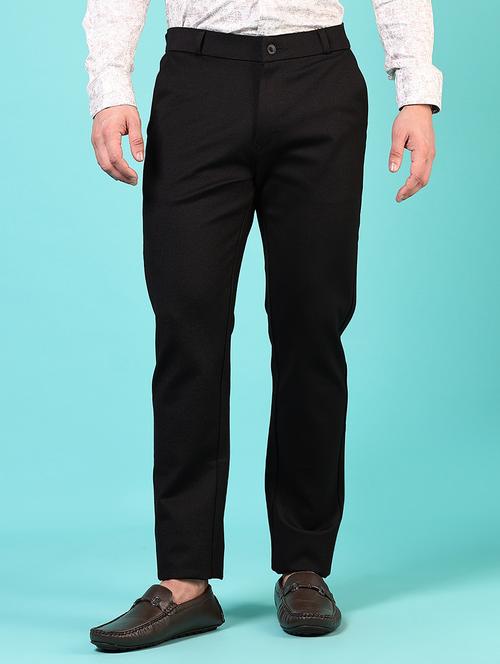 men mid rise solid flat front casual trouser - 21766248 - Standard Image - 0