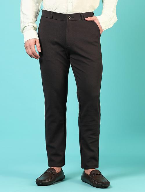 men mid rise solid flat front casual trouser - 21766252 - Standard Image - 0