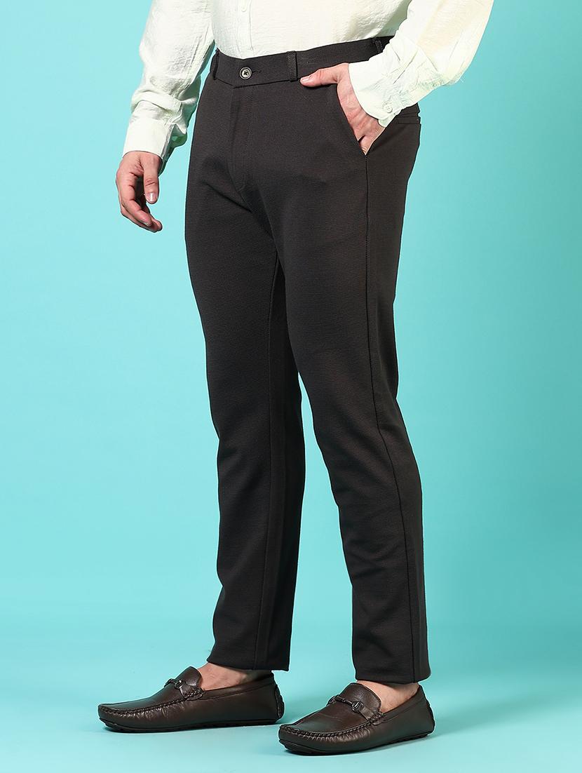 men mid rise solid flat front casual trouser - 21766252 - Standard Image - 2
