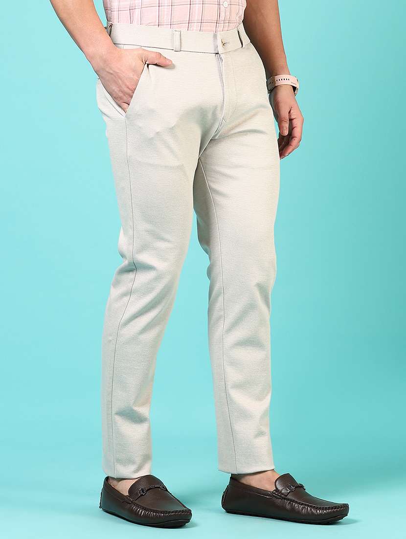 men mid rise solid flat front casual trouser - 21766257 -  Standard Image - 2