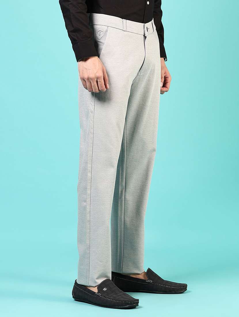 men mid rise solid flat front casual trouser - 21766259 -  Standard Image - 2