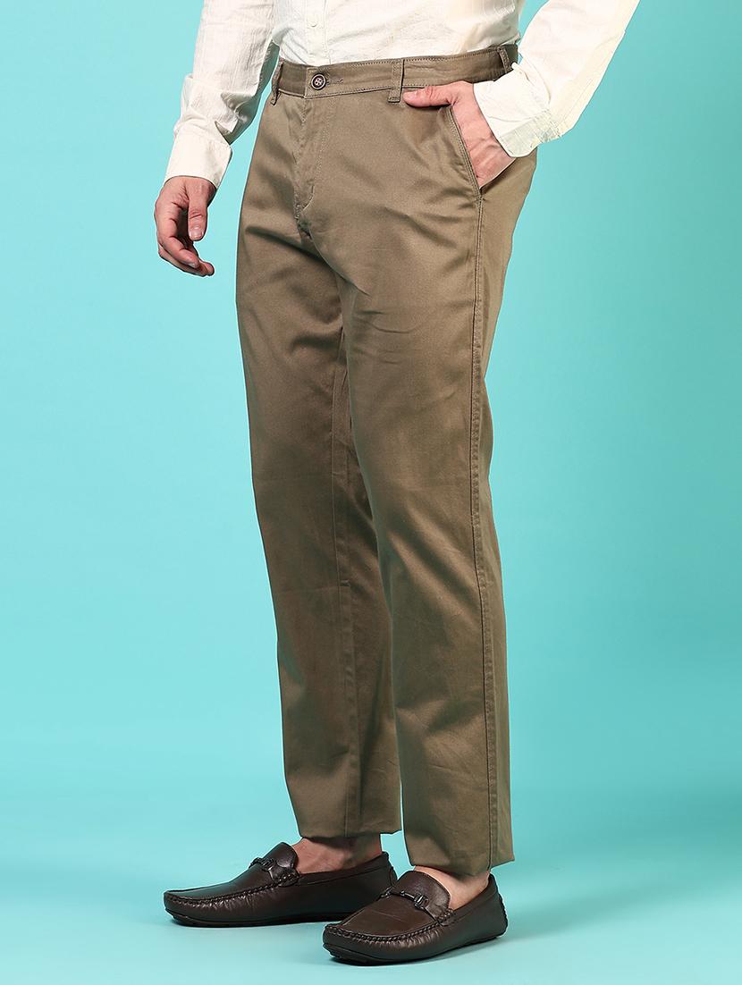 men mid rise solid flat front casual trouser - 21766262 - Standard Image - 2