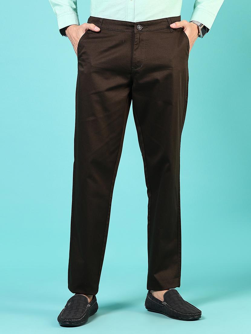 men mid rise solid flat front casual trouser - 21766263 -  Zoom Image - 0