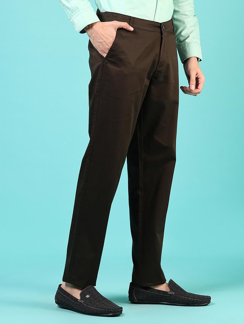 men mid rise solid flat front casual trouser - 21766263 - Standard Image - 2