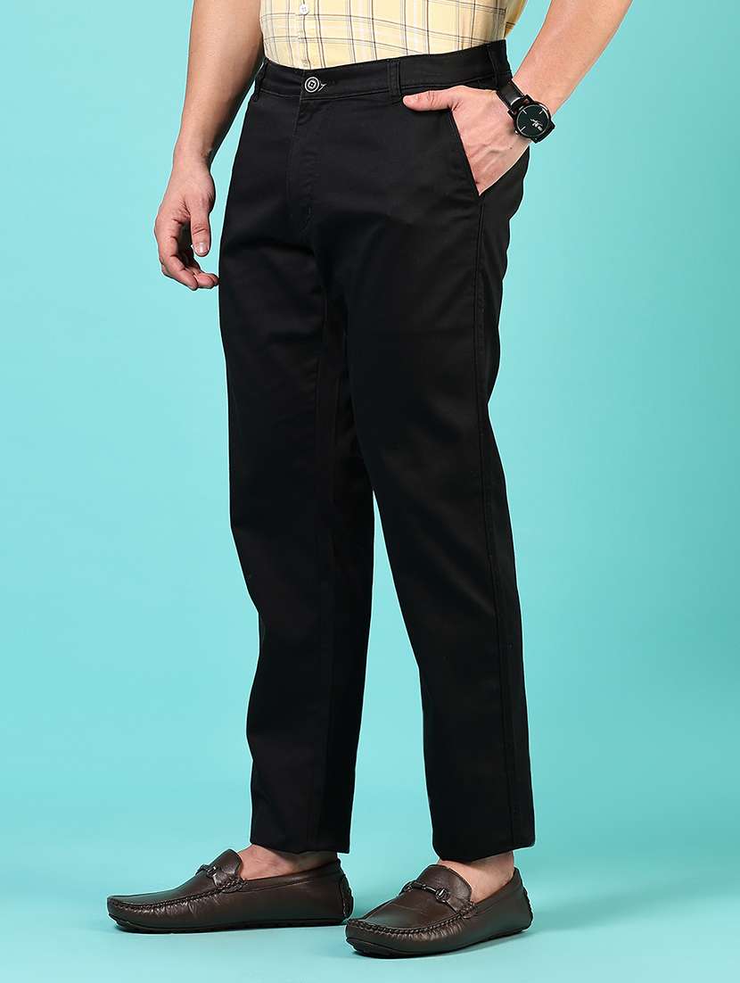 men mid rise solid flat front casual trouser - 21766265 -  Standard Image - 2