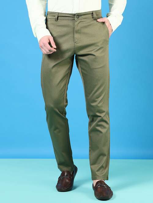men mid rise solid flat front casual trouser - 21766266 - Standard Image - 0
