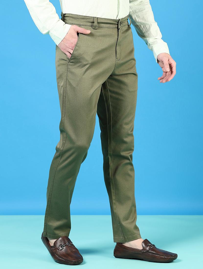 men mid rise solid flat front casual trouser - 21766266 - Standard Image - 2