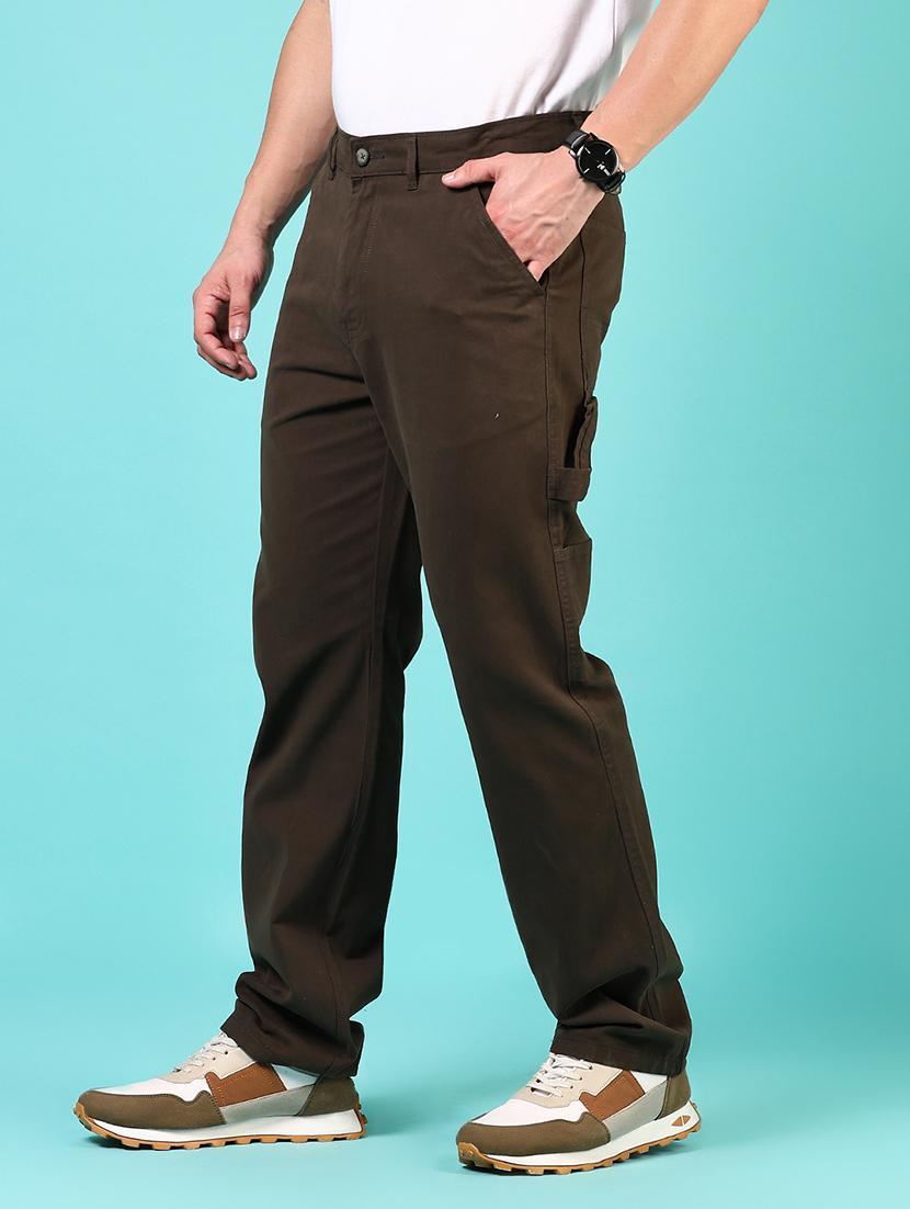 men mid rise solid flat front casual trouser - 21766274 - Standard Image - 2