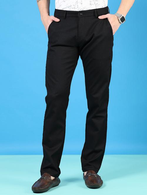 men mid rise solid flat front casual trouser - 21766275 -  Standard Image - 0