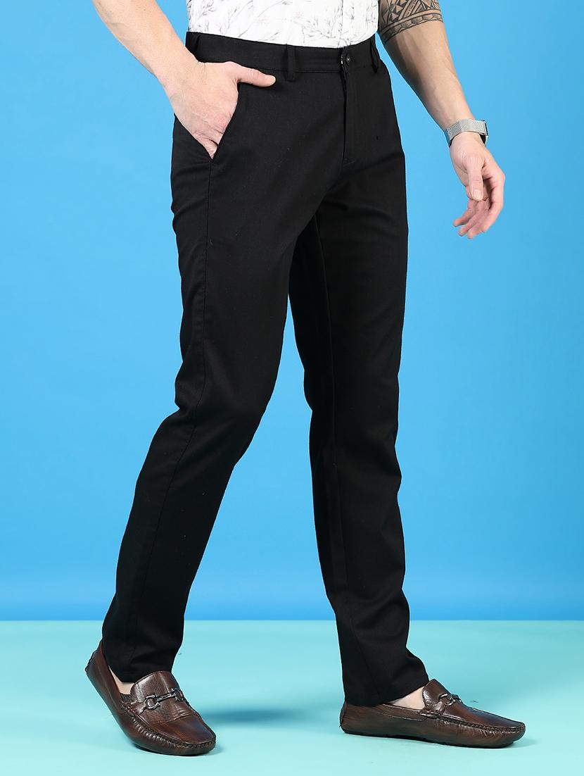 men mid rise solid flat front casual trouser - 21766275 - Standard Image - 2