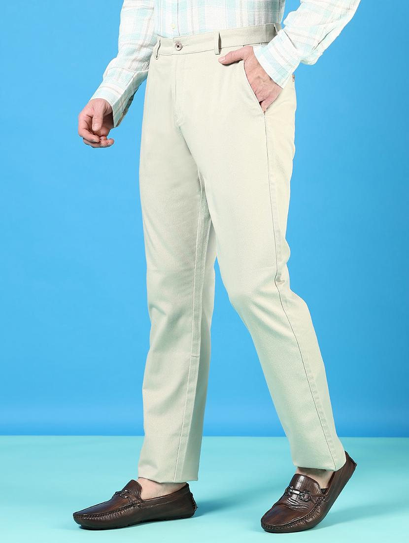 men mid rise solid flat front casual trouser - 21766278 - Standard Image - 2