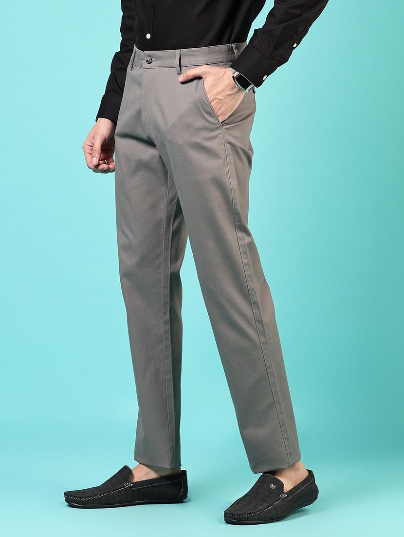 men mid rise solid flat front casual trouser - 21766280 - Standard Image - 2