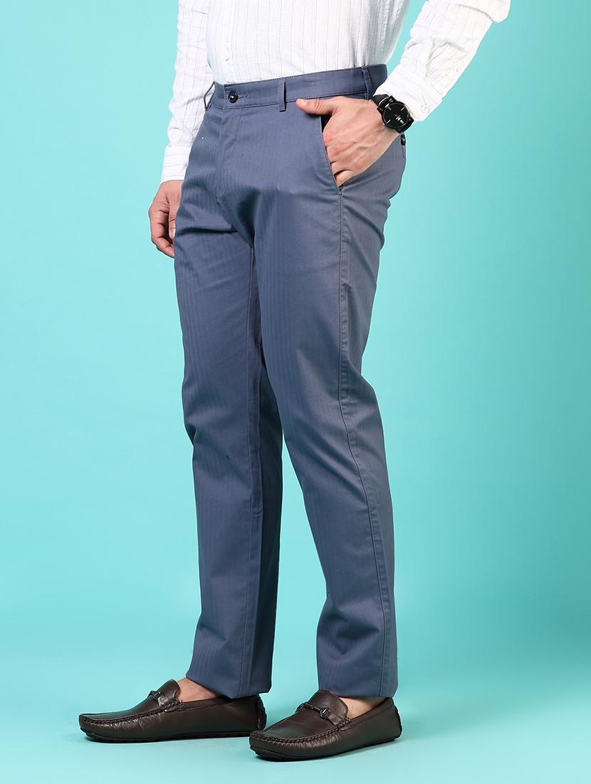 men mid rise solid flat front casual trouser - 21766281 - Standard Image - 2