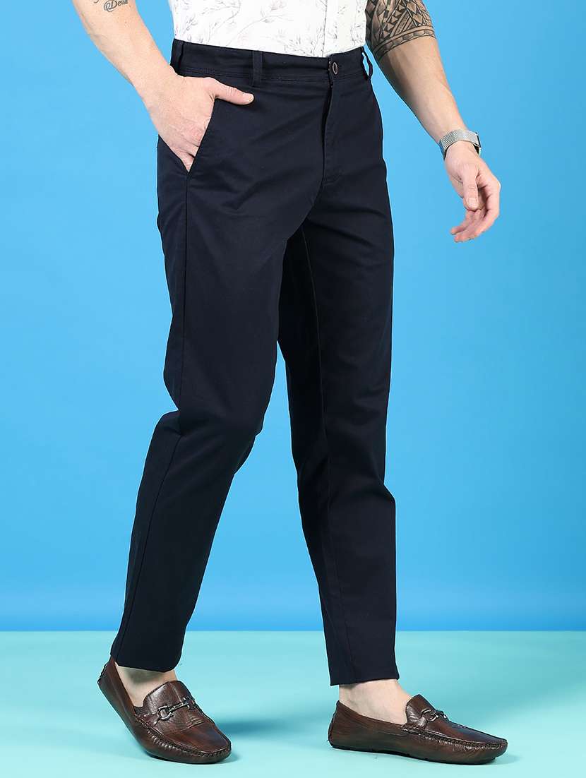 men mid rise solid flat front casual trouser - 21766282 -  Standard Image - 2