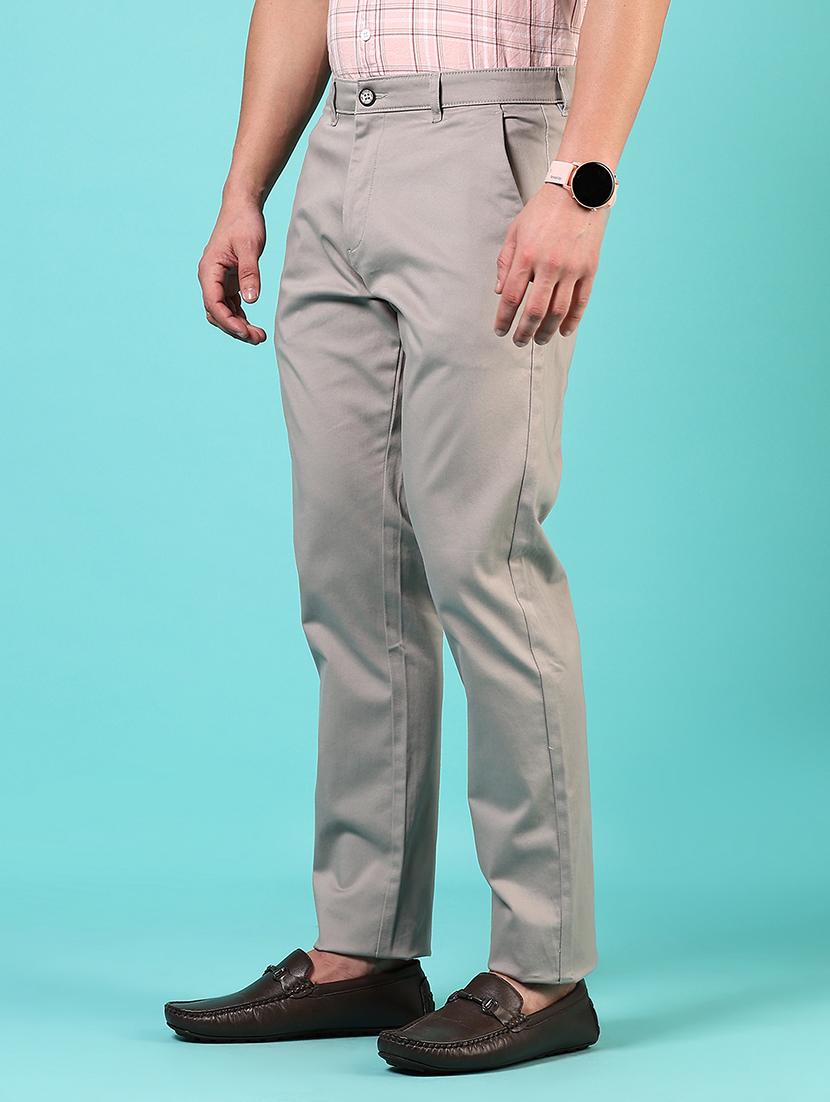 men mid rise solid flat front casual trouser - 21766288 - Standard Image - 2