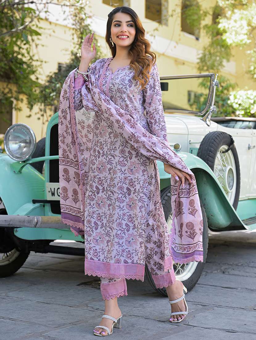 women three quarter sleeve kurta pant with dupatta set