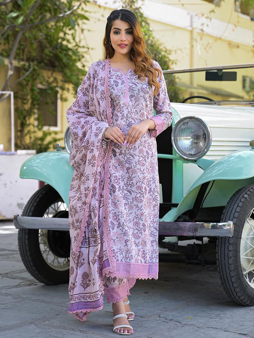 women three quarter sleeve kurta pant with dupatta set - 21766305 - Standard Image - 2