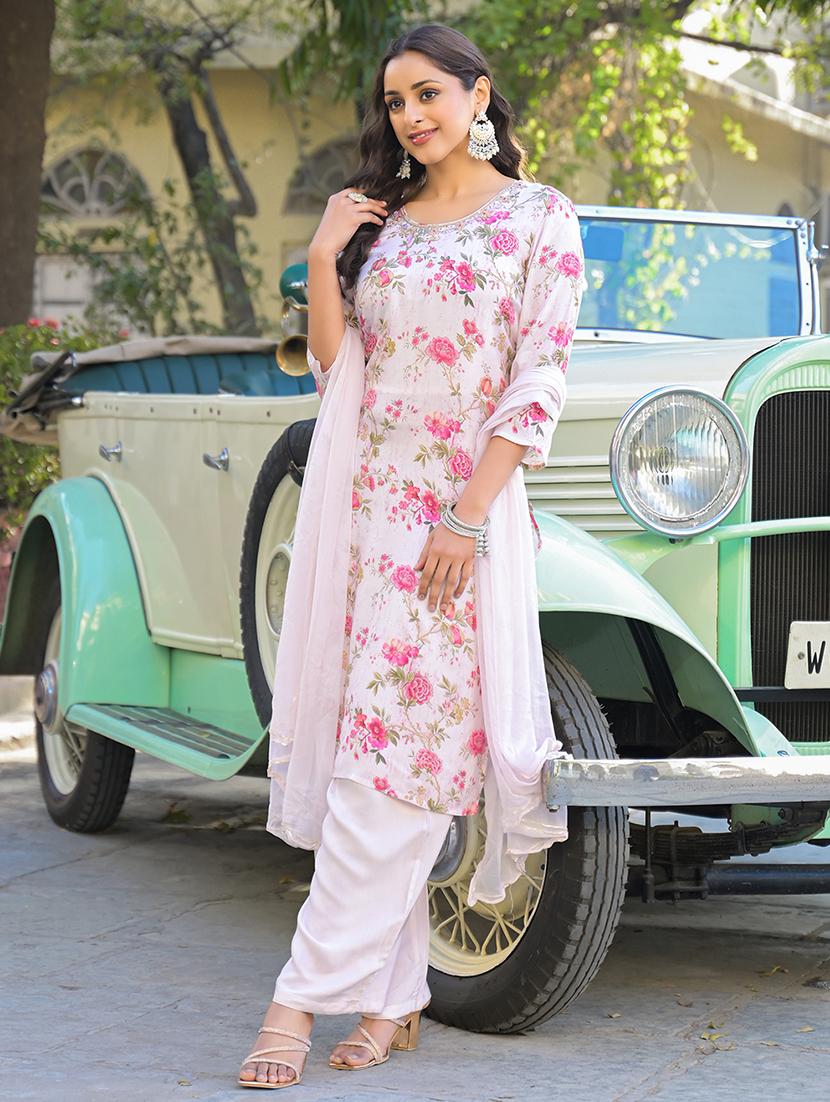 women three quarter sleeve kurta pant with dupatta set - 21766311 - Standard Image - 2