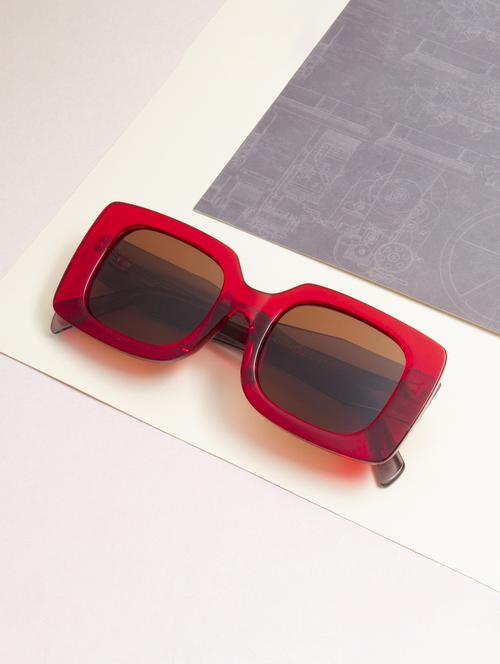 ted smith unisex brown premium italian acetate sunglasses with polarized lenses. - 21766341 - Standard Image - 0