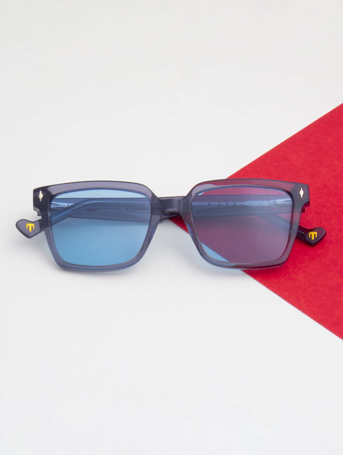 ted smith unisex blue premium italian acetate sunglasses with polarized lenses.