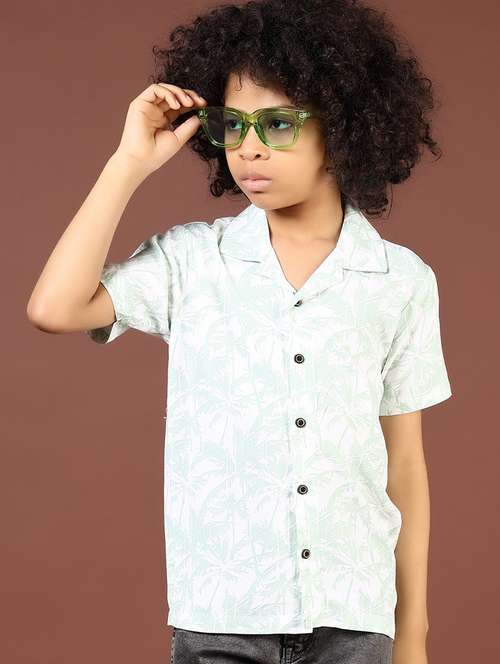 boys tropical printed short sleeve casual shirt - 21766453 - Standard Image - 0