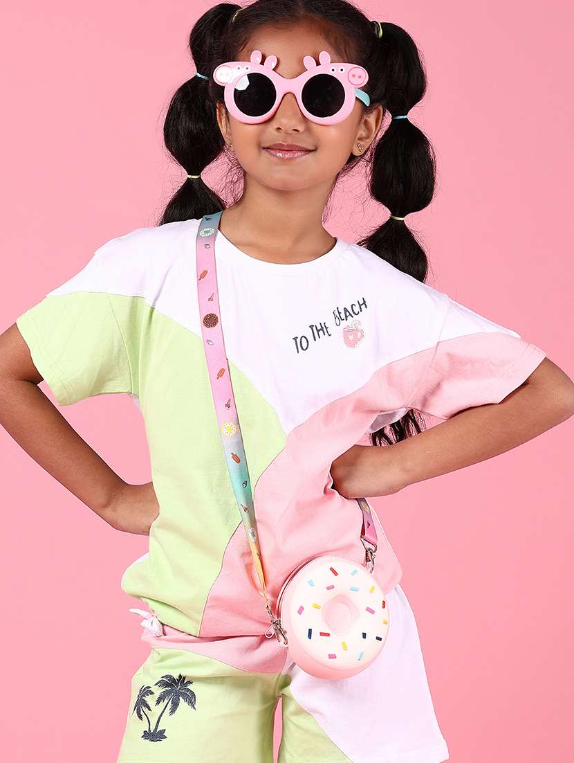 girls color block shorts & top co-ords set