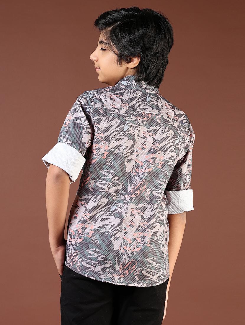 boys grey printed long sleeve casual shirt - 21766566 - Standard Image - 2