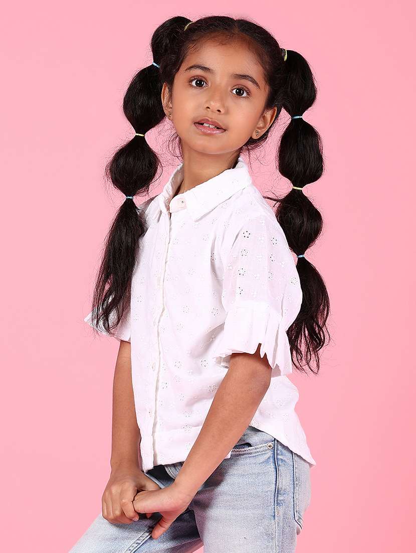 girls solid short sleeve collared shirt - 21766584 -  Standard Image - 2