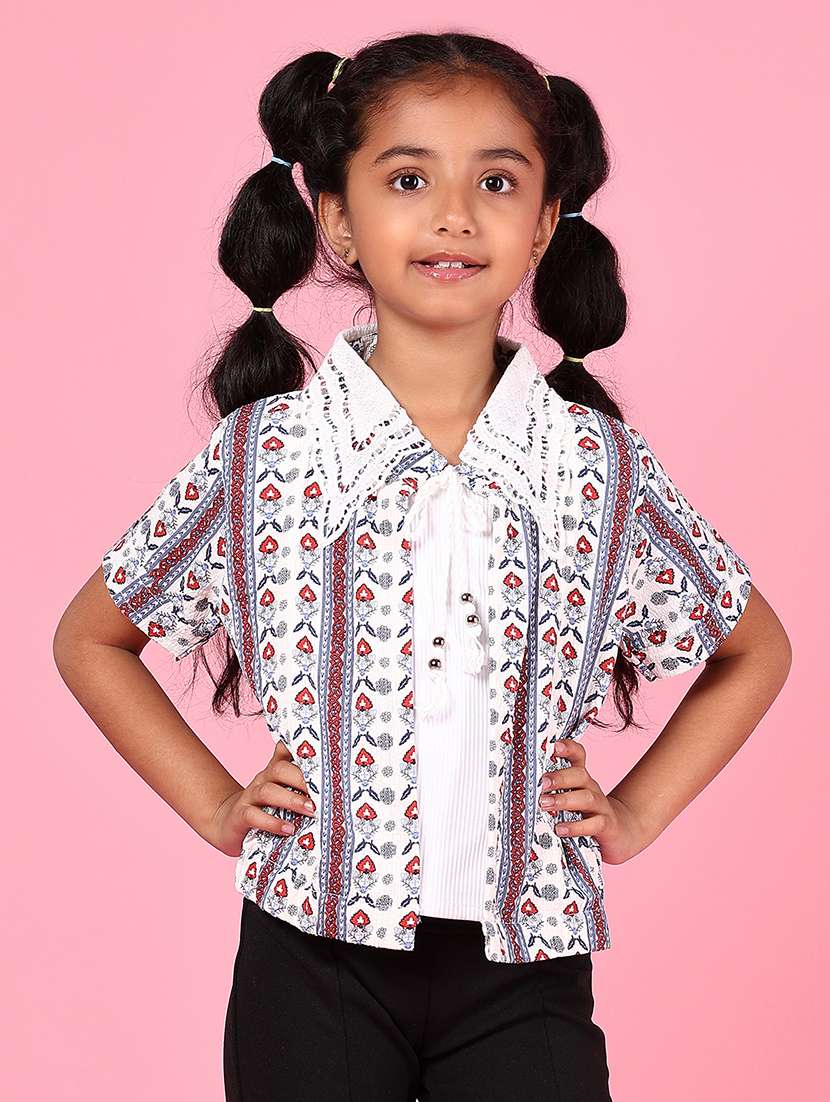 girls printed short sleeve collared shirt top - 21766585 -  Standard Image - 2